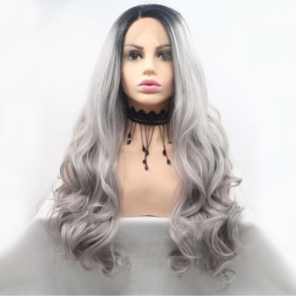 22” GRAY OMBRE LACE FRONT BODY WAVY WIG NEW
